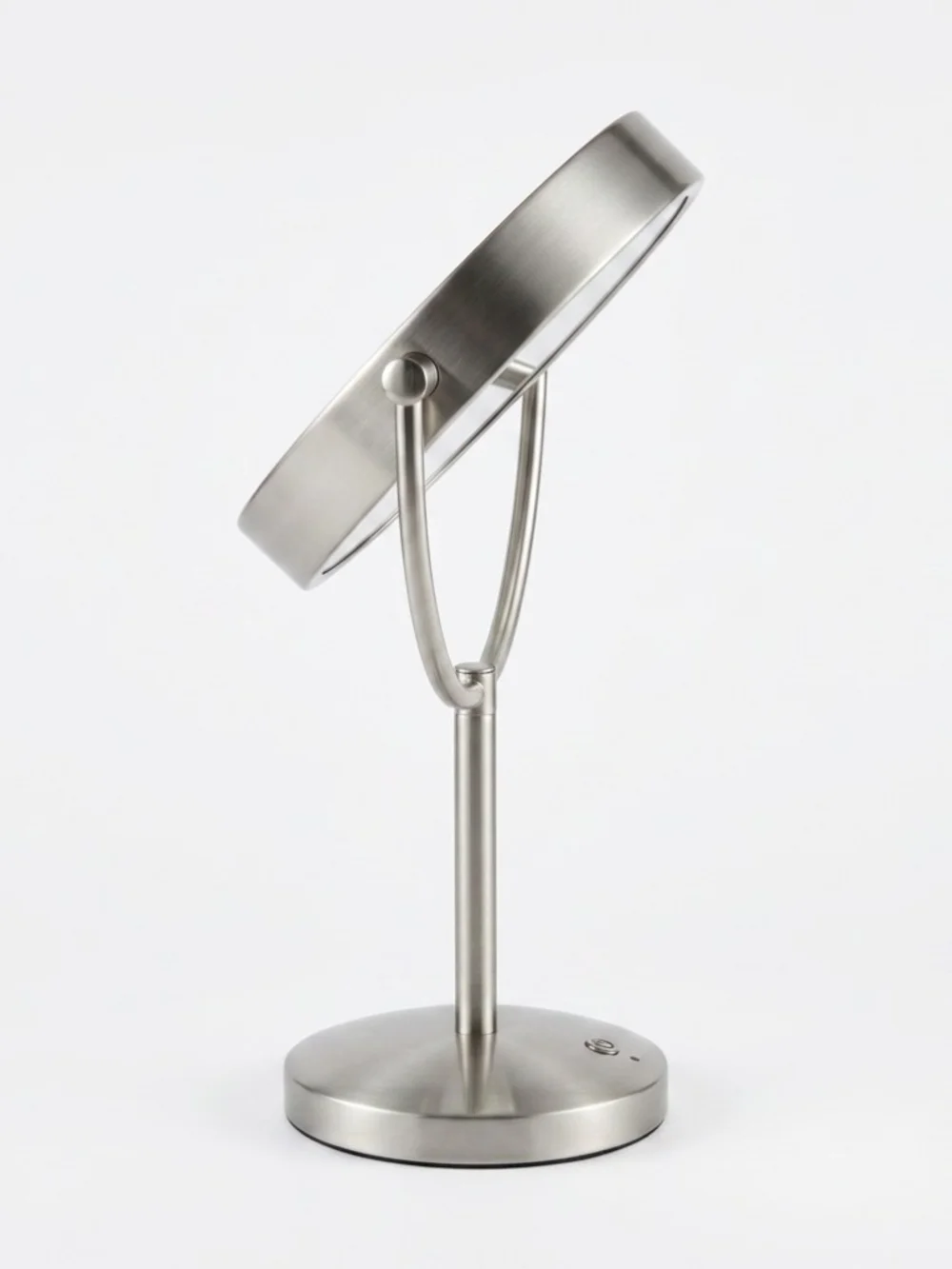 Brushed Nickel LED Lighted Round Vanity Mirror by